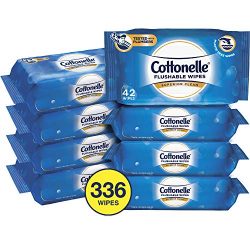 Cottonelle FreshCare Flushable Wipes for Adults, Wet Wipes, Alcohol Free, 336 Wet Wipes per Pack (Eight 42-Count Resealable Soft Packs)